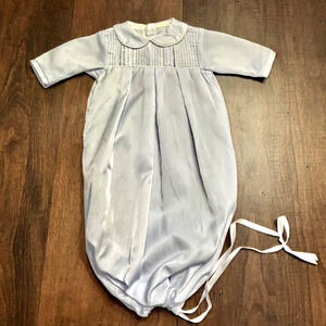 Vtg Baby Dior Blue Layette Sleep Gown Sleepsack Newborn Ultra Soft Ribbon Tie